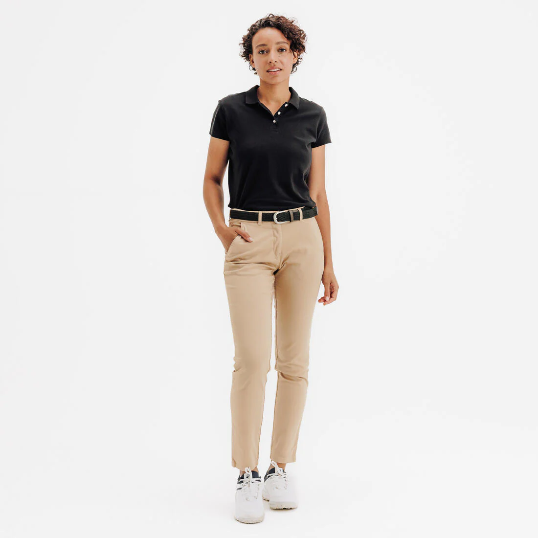 Polo de golf 100 % algodón manga corta mujer, MW100 negro - Image 2