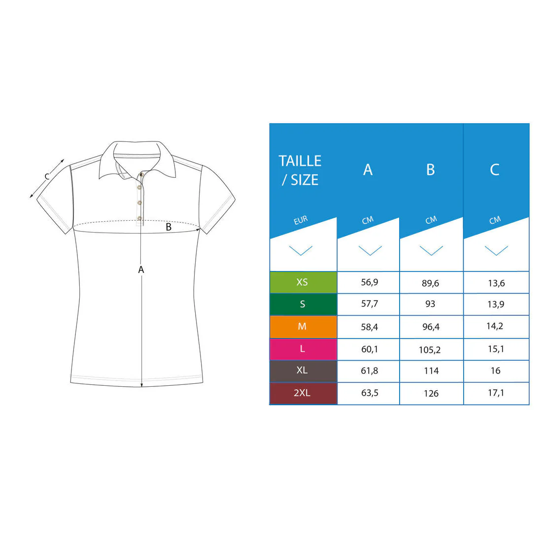 Polo de golf 100 % algodón manga corta mujer, MW100 negro - Image 6