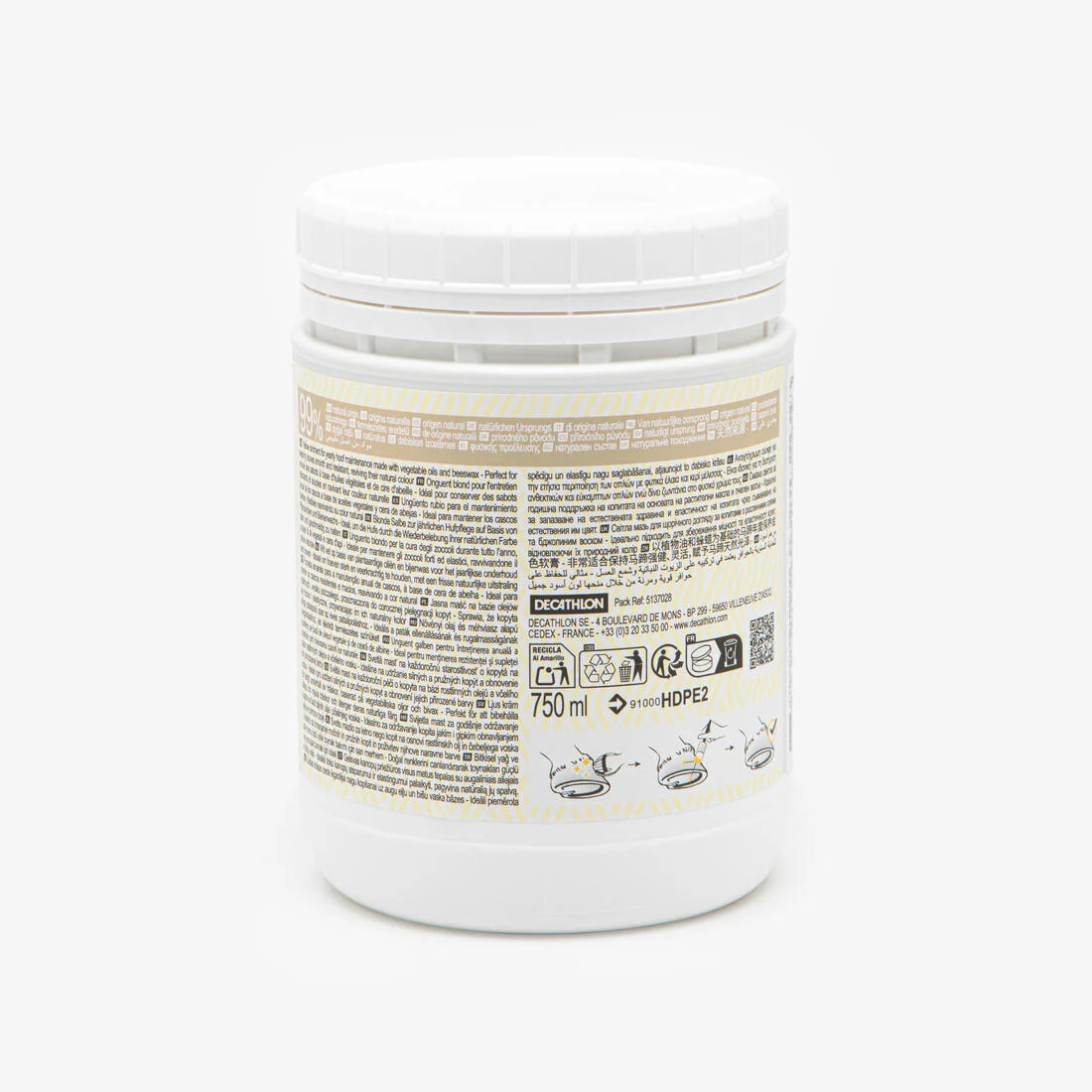 Pomada natural para cascos de caballo y poni con grasa amarilla de 750 ml - Image 2