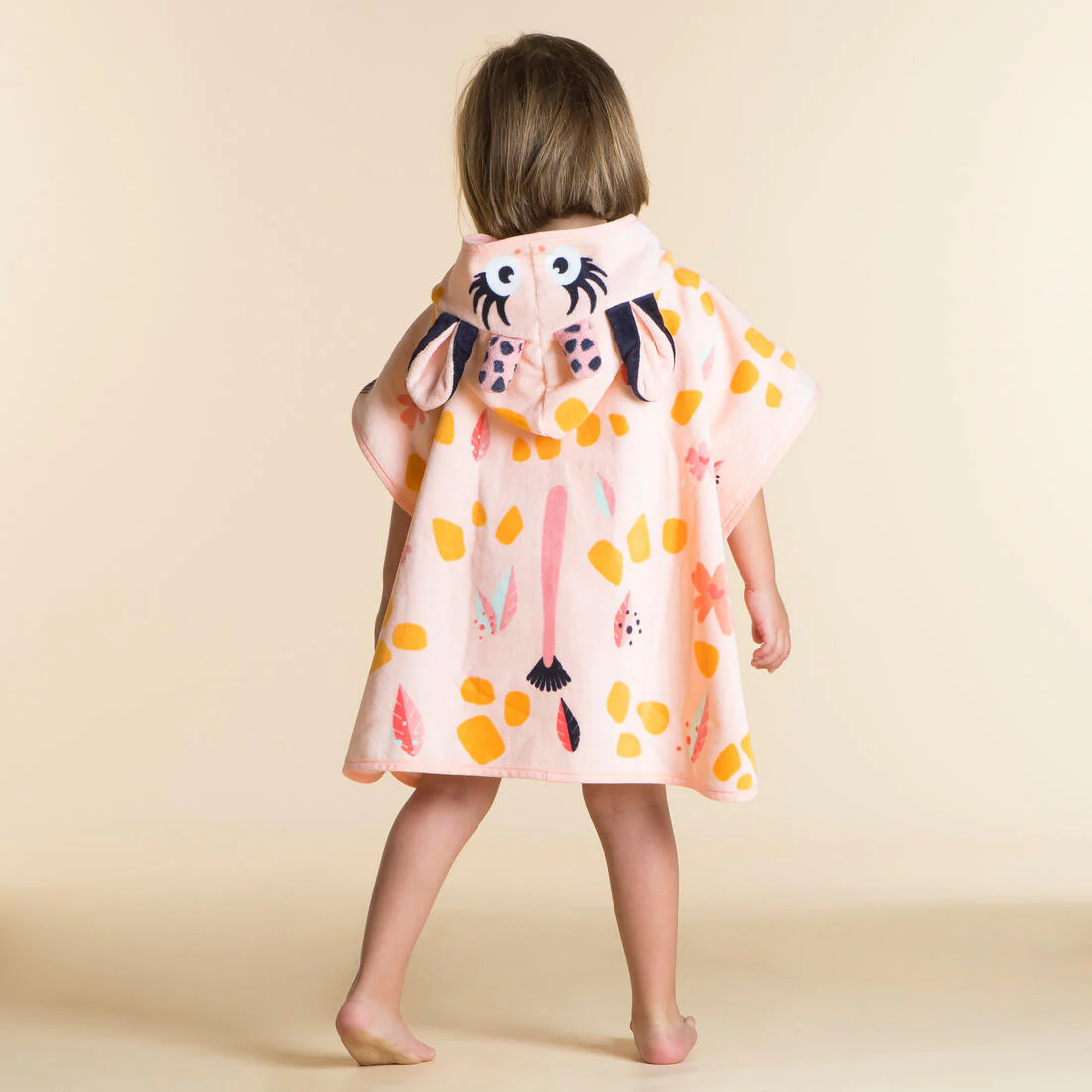Poncho de natación de algodón blanco con rosa con jirafa para bebé - Image 4