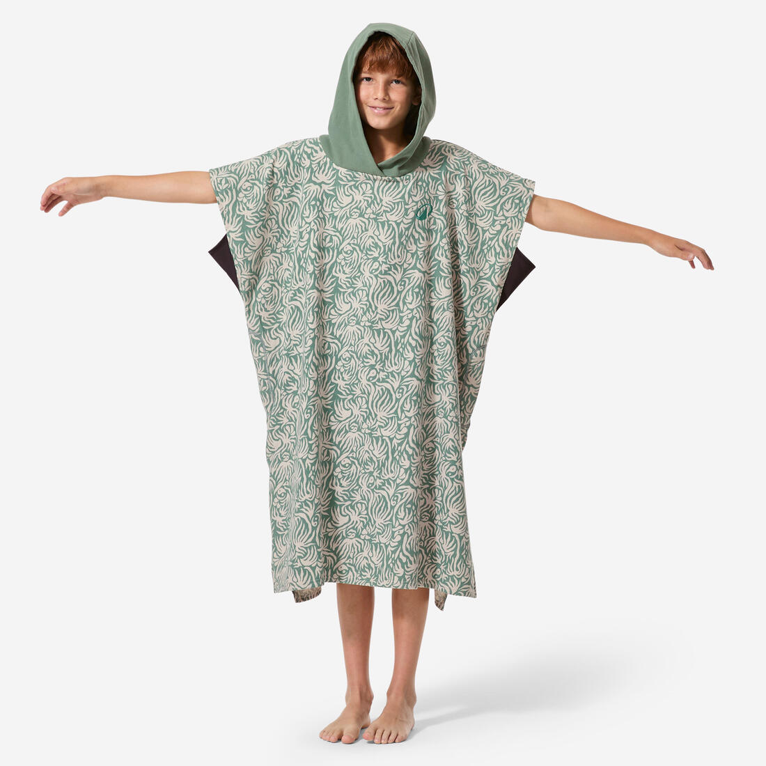 Poncho de surf rosa coral para niños de 135 a 160 cm 550 Jungle - Image 12