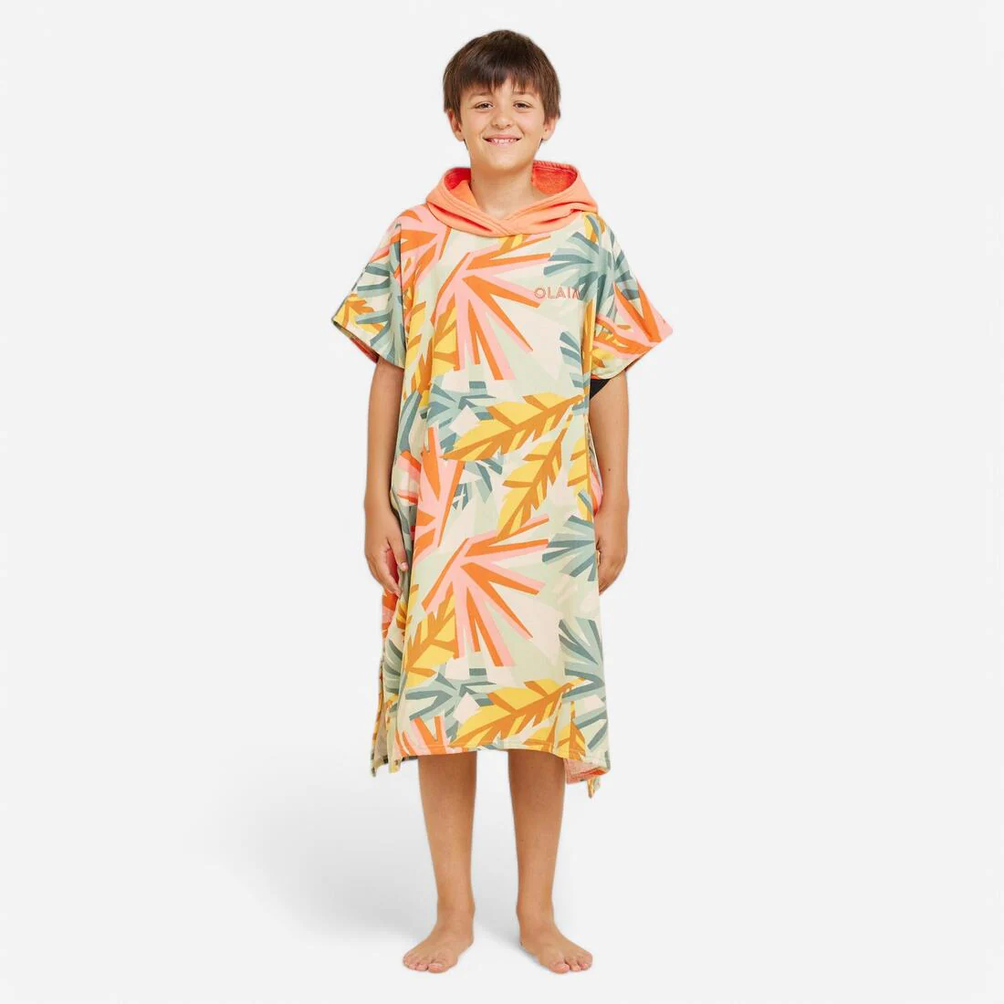 Poncho de surf rosa coral para niños de 135 a 160 cm 550 Jungle - Image 2