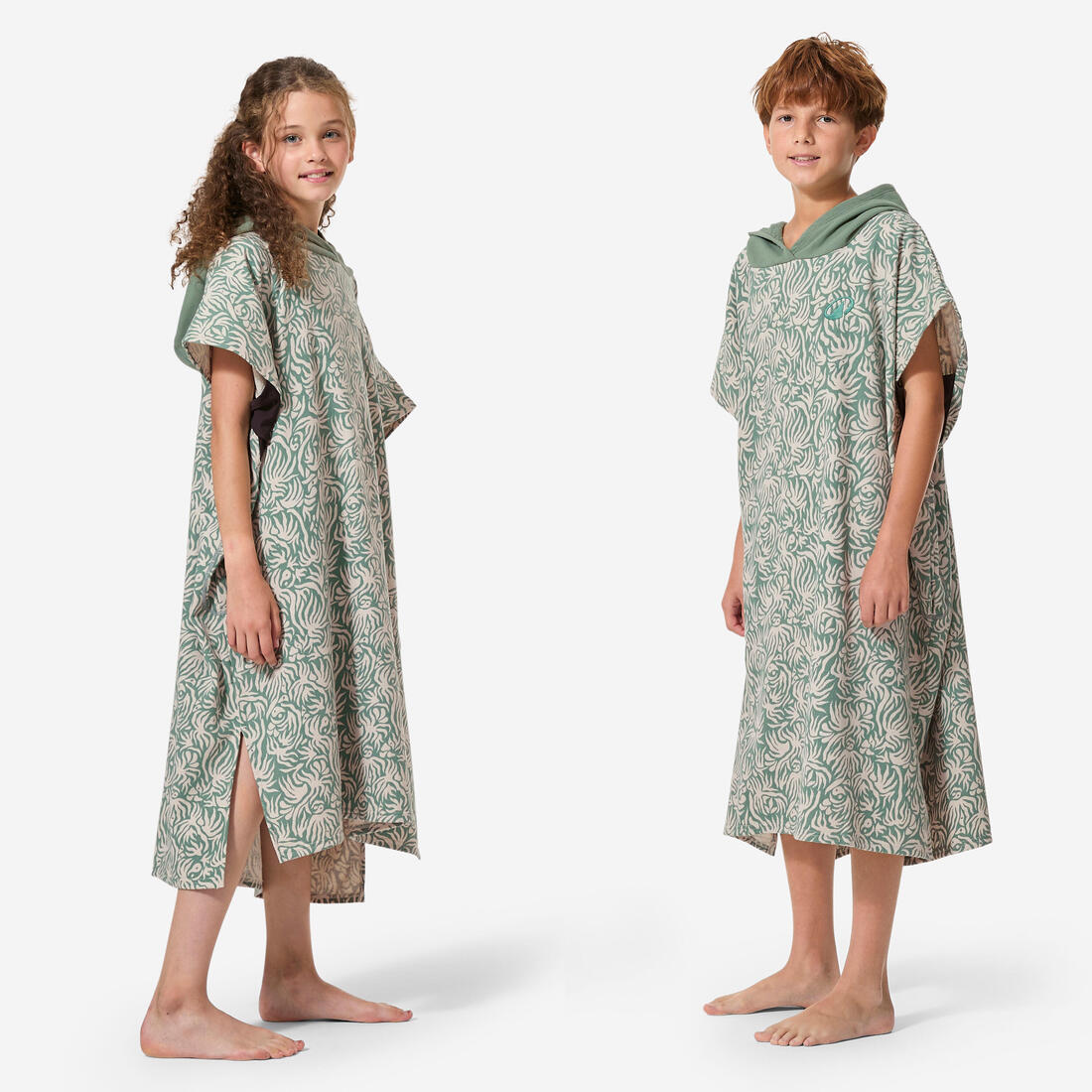 Poncho de surf rosa coral para niños de 135 a 160 cm 550 Jungle - Image 6