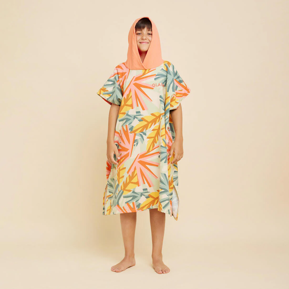 Poncho de surf rosa coral para niños de 135 a 160 cm 550 Jungle - Image 9