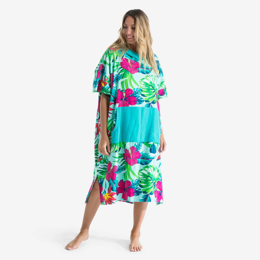 Poncho de surf verde con azul para adulto 500 Bora - Image 2