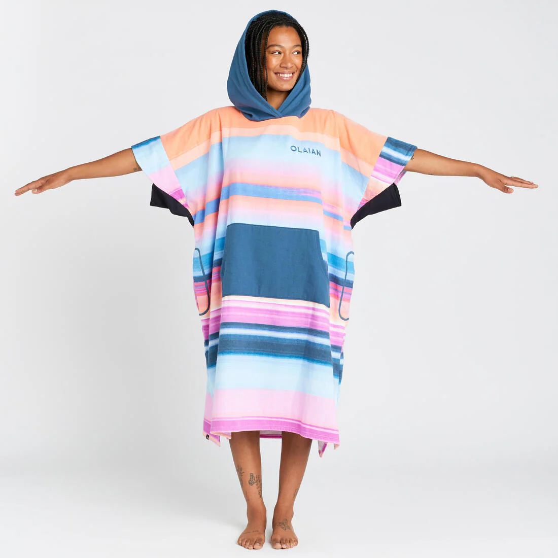 Poncho de surf verde con azul para adulto 500 Bora - Image 4