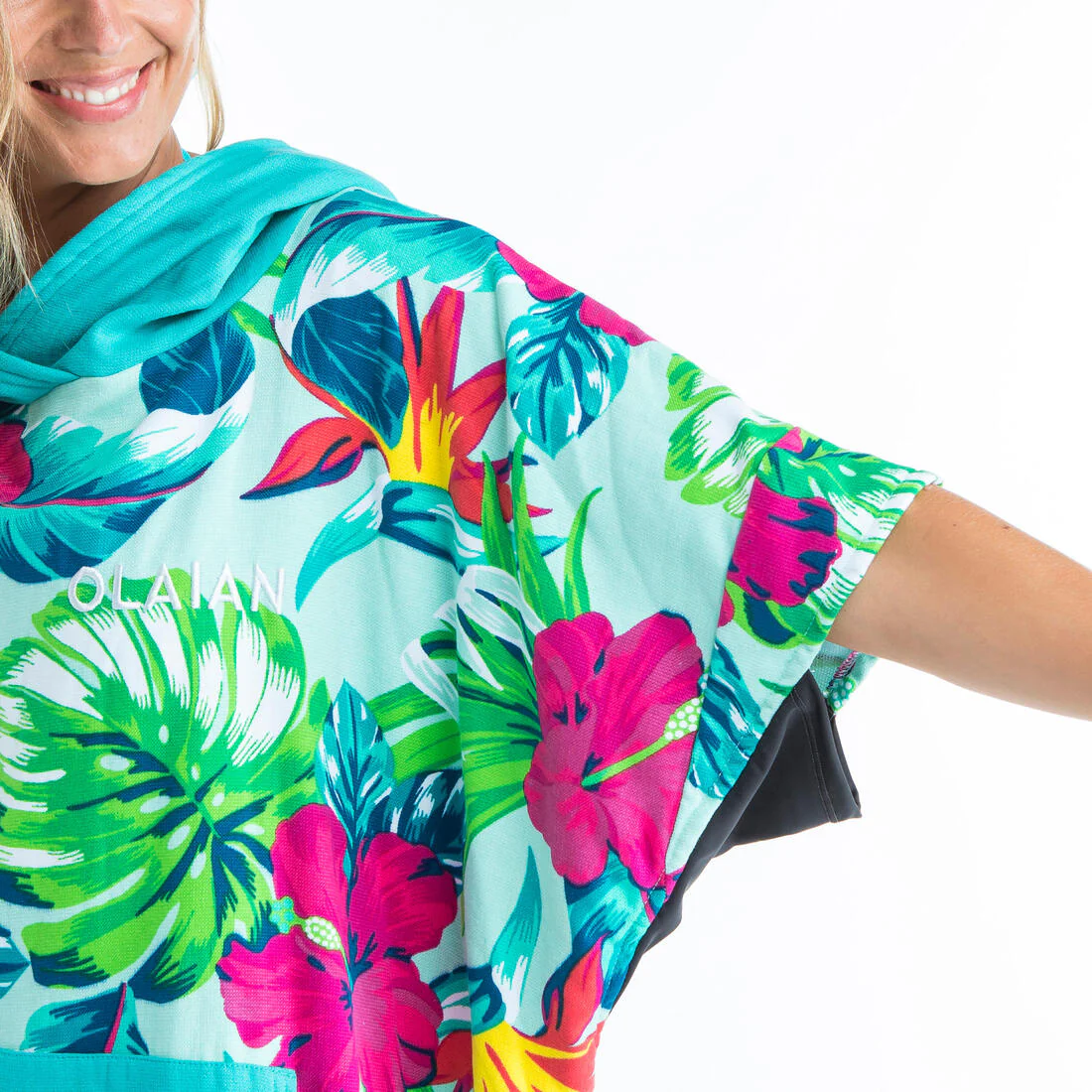 Poncho de surf verde con azul para adulto 500 Bora - Image 6