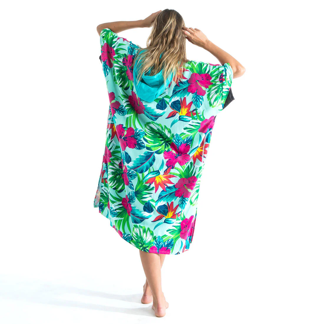 Poncho de surf verde con azul para adulto 500 Bora - Image 7