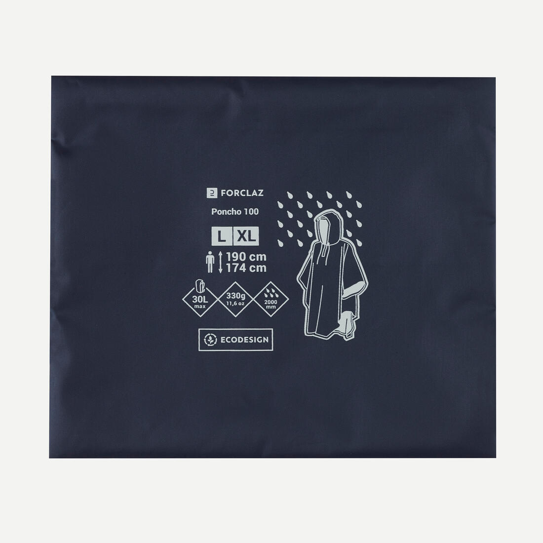 Poncho impermeable de senderismo azul Forclaz MT 100 30 L - Image 10