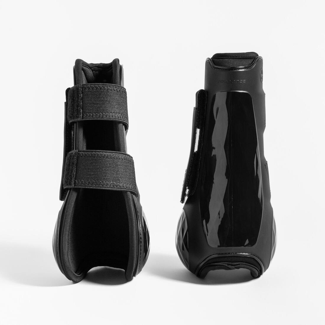 Protectores abiertos de equitación x2 negros para caballo/poni 500 JUMP - Image 2