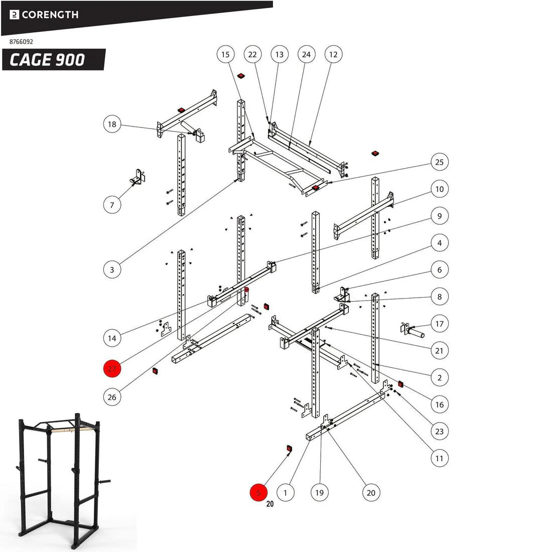 Conteras de plástico para rack de musculación Cage 900 - Image 2