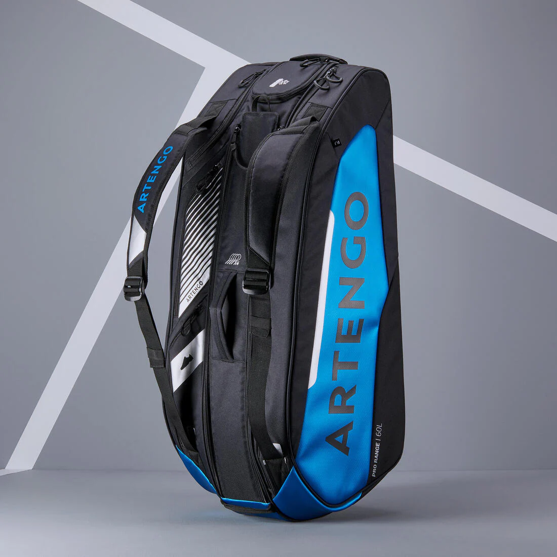 RAQUETERO TÉRMICO DE TENIS - ARTENGO G PRO 9 RAQUETAS NEGRO AZUL SPIN - Image 2