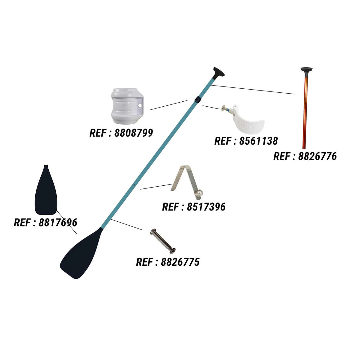 Remo de stand up paddle de 165 a 205 cm de 3 partes azul 100 - Image 6