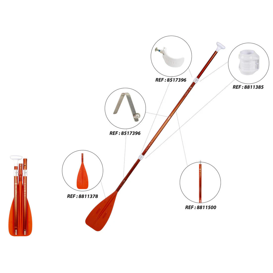 Remo de stand up paddle ultracompacto de 5 piezas de 160-220 cm - Image 5
