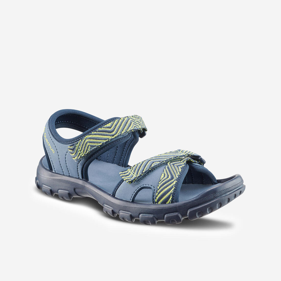 Sandalias de senderismo azul con amarillo tallas 32 a 37 para niños MH100 TW