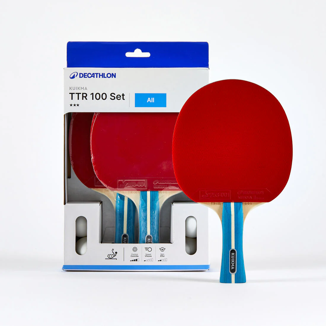 Set de ping-pong con 2 raquetas y pelotas versátil para escuela TTR 100 3* - Image 10