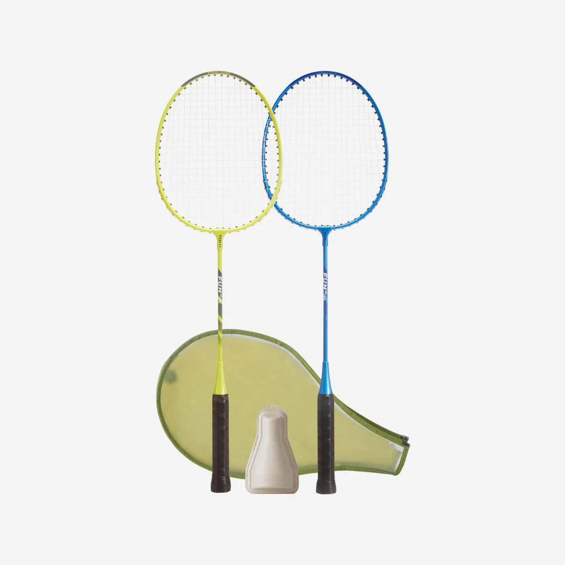 Set de raquetas de bádminton lima y azul para adulto Fun Set BR130