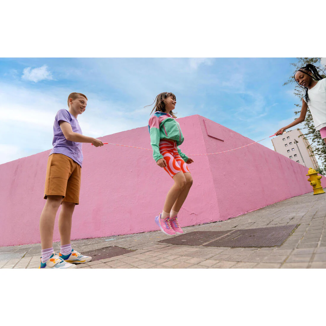 Short ciclista deportivo de algodón rosa con estampado para niña - Image 11
