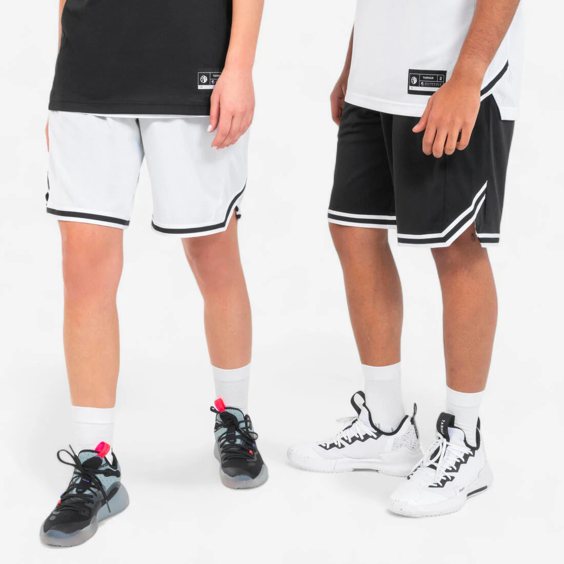 Short de básquetbol reversible negro y blanco para adulto