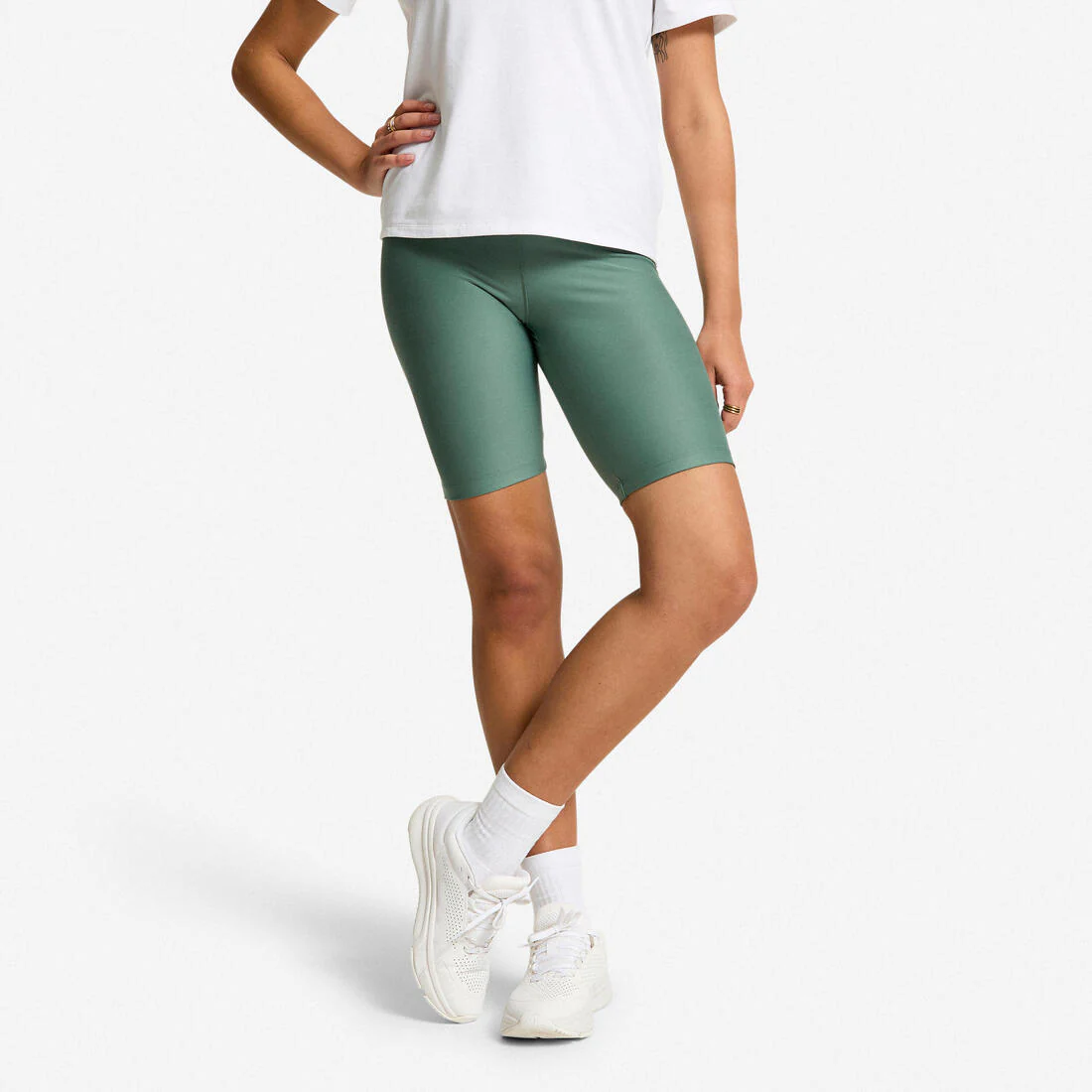 Short de ciclista de fitness y cardio negro de tiro alto para mujer