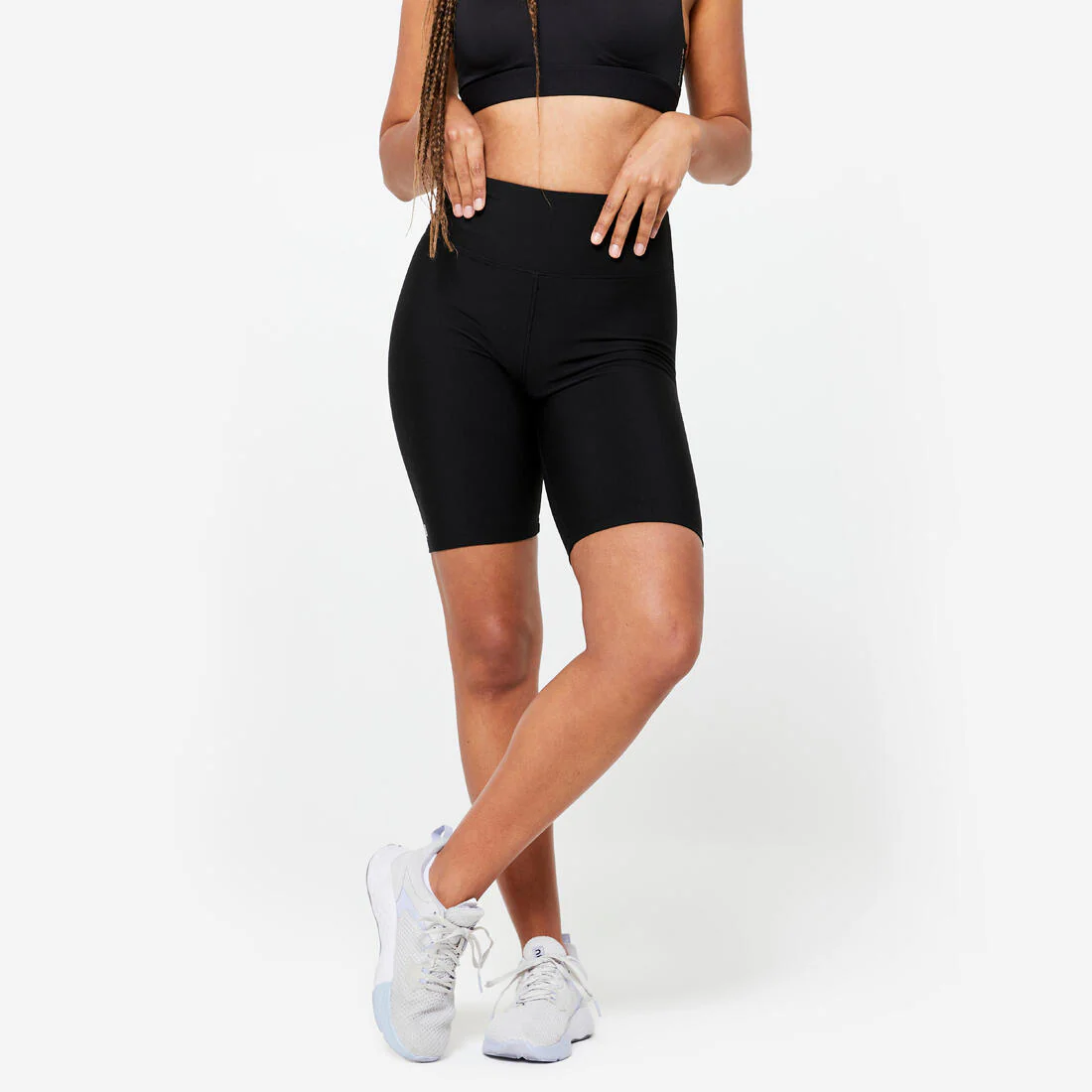 Short de ciclista de fitness y cardio negro de tiro alto para mujer - Image 2