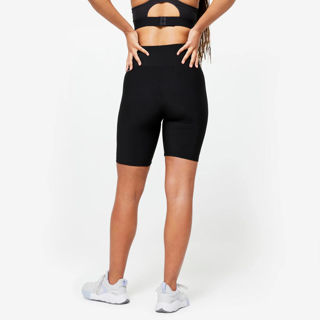 Short de ciclista de fitness y cardio negro de tiro alto para mujer - Image 7
