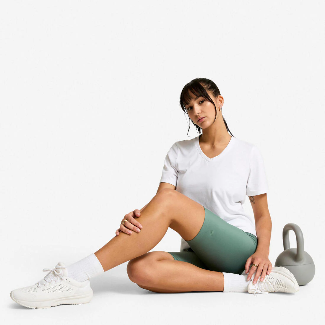 Short de ciclista de fitness y cardio negro de tiro alto para mujer - Image 9