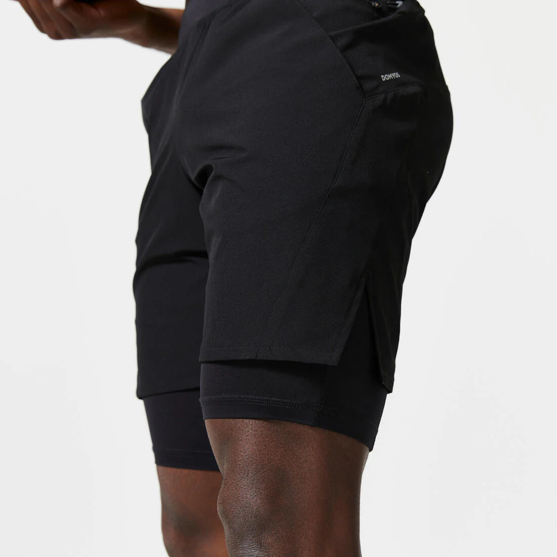 Short de fitness 2 en 1 transpirable con cierre negro para hombre Collection 500 - Image 5