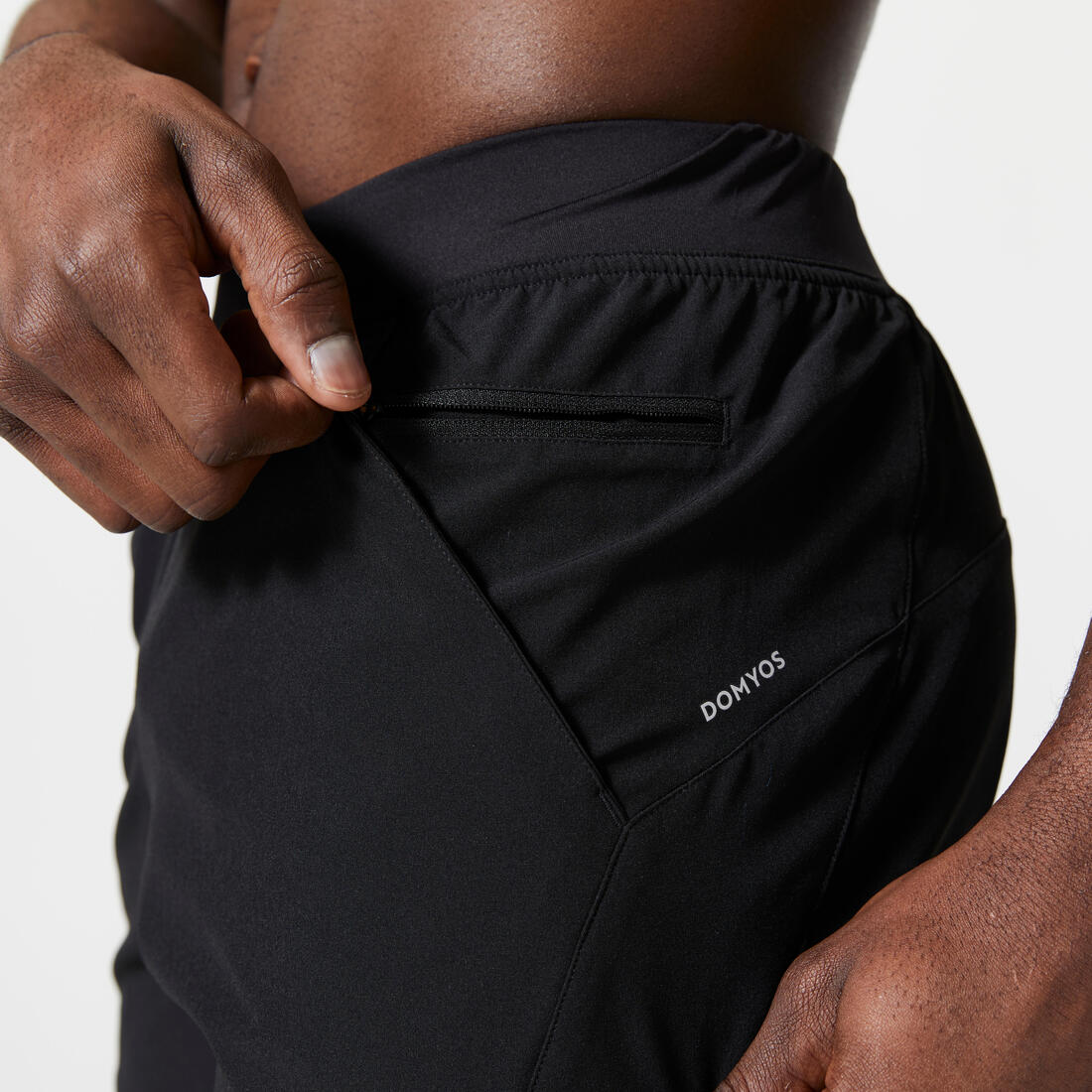 Short de fitness 2 en 1 transpirable con cierre negro para hombre Collection 500 - Image 8