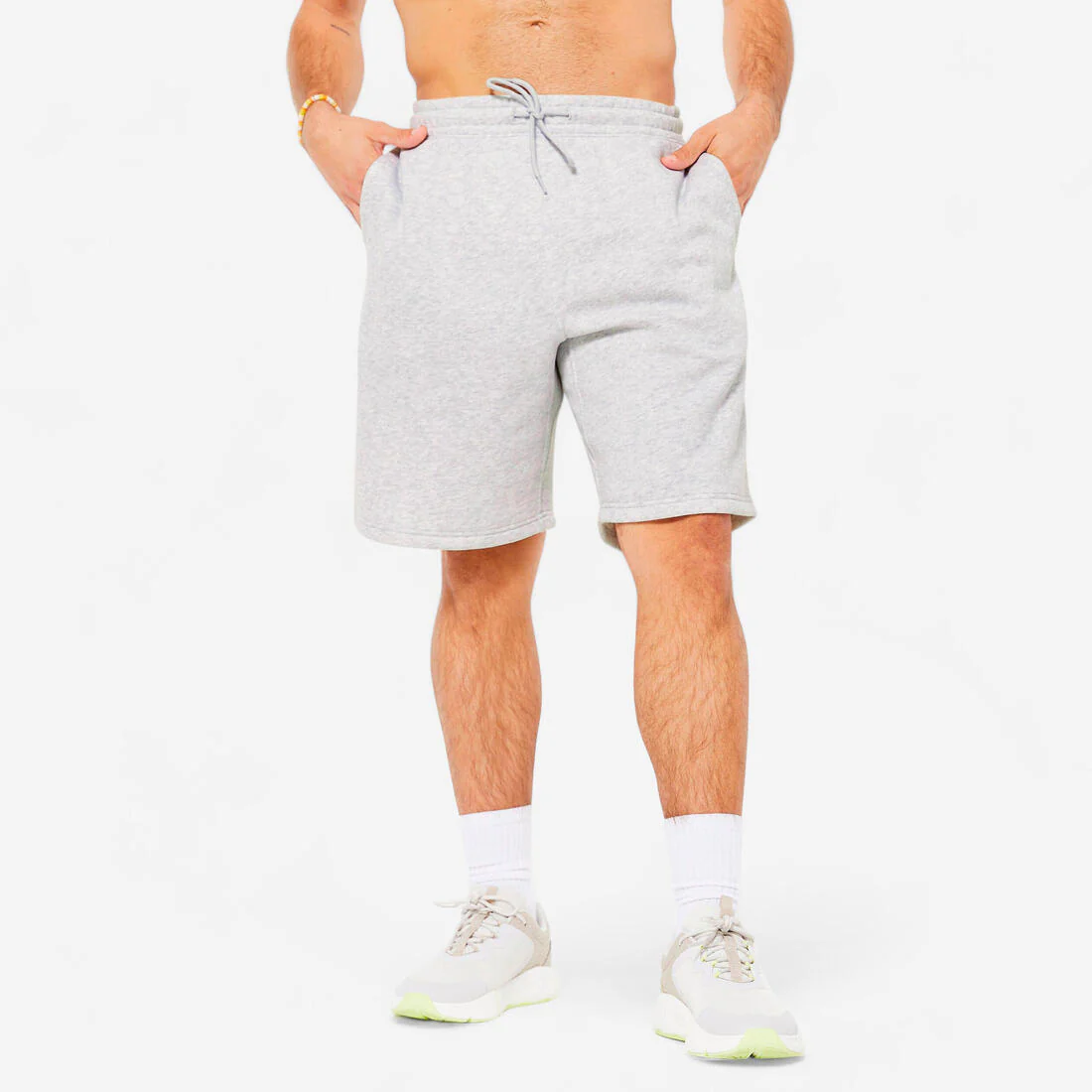 Short de fitness afelpado con bolsillos gris para hombre