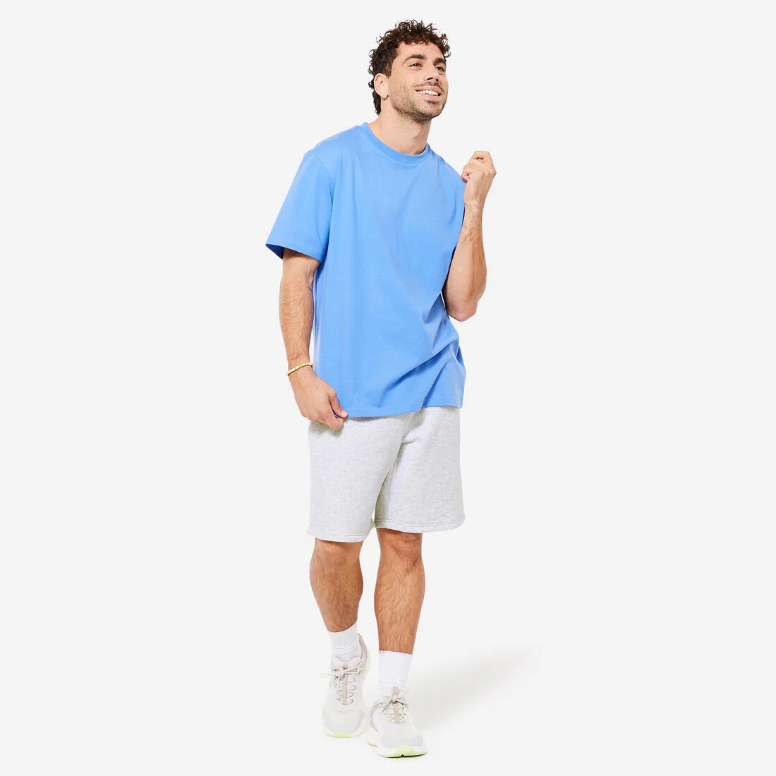 Short de fitness afelpado con bolsillos gris para hombre - Image 2