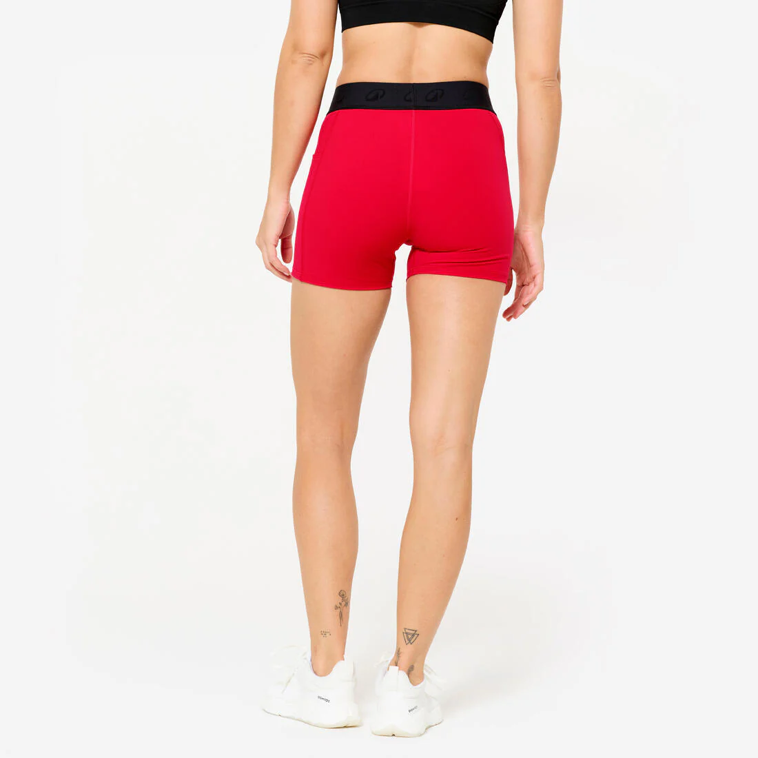 Short de fitness de tiro alto con cintura elástica rojo para mujer - Image 4