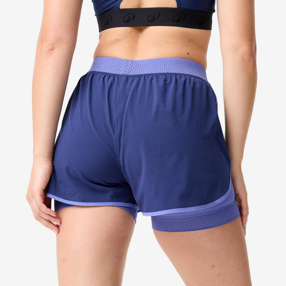 Short de fitness para cardio antirrozaduras 2 en 1 negro para mujer 900 - Image 13