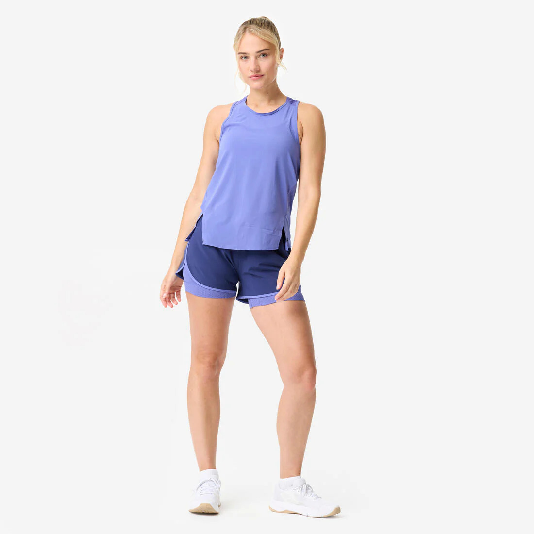 Short de fitness para cardio antirrozaduras 2 en 1 negro para mujer 900 - Image 3