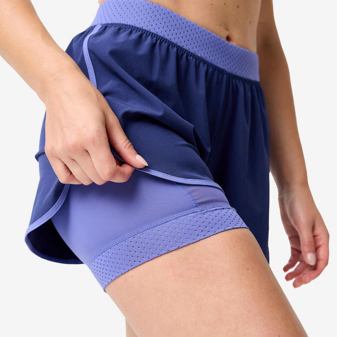 Short de fitness para cardio antirrozaduras 2 en 1 negro para mujer 900 - Image 6