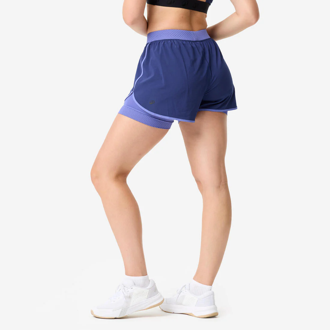 Short de fitness para cardio antirrozaduras 2 en 1 negro para mujer 900 - Image 7
