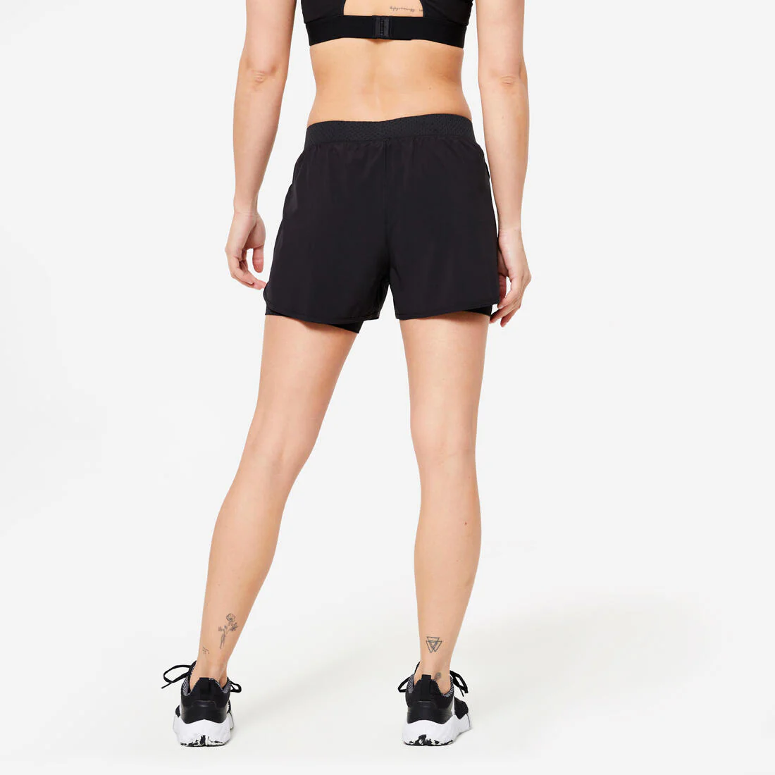 Short de fitness para cardio antirrozaduras 2 en 1 negro para mujer 900 - Image 8