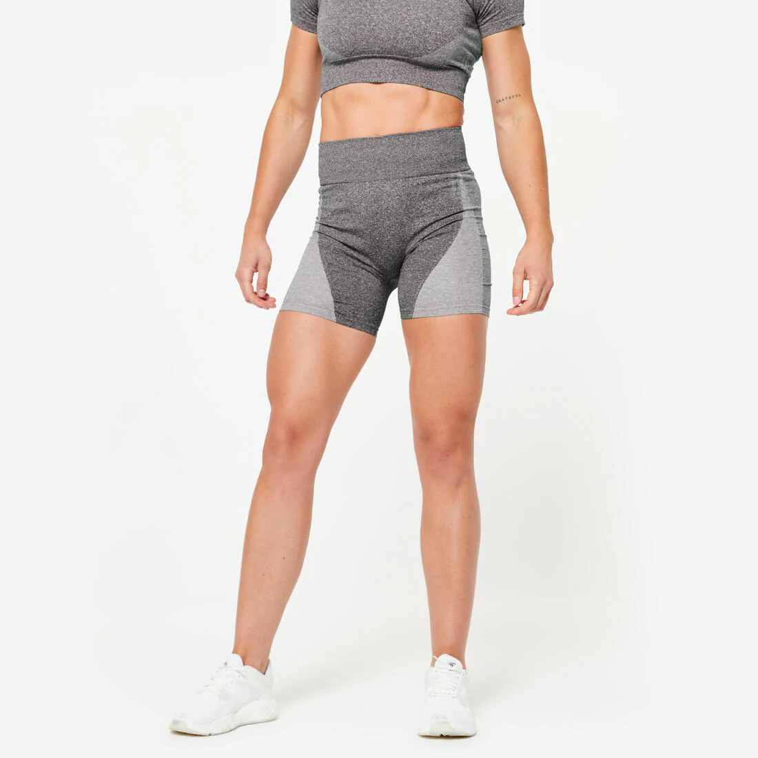 Short de fitness sin costuras de tiro alto negro