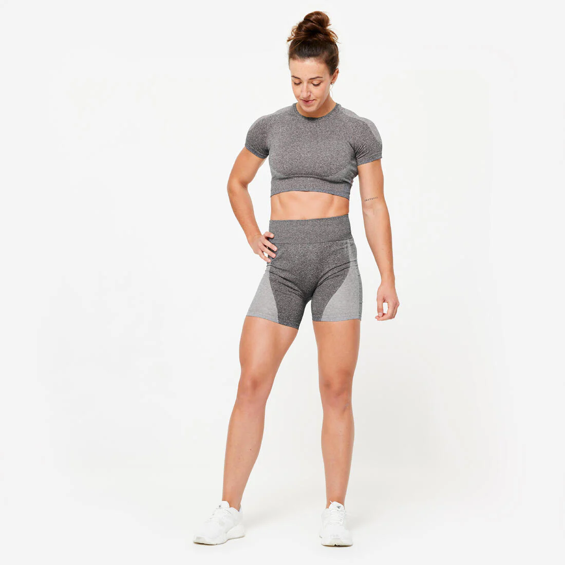 Short de fitness sin costuras de tiro alto negro - Image 2