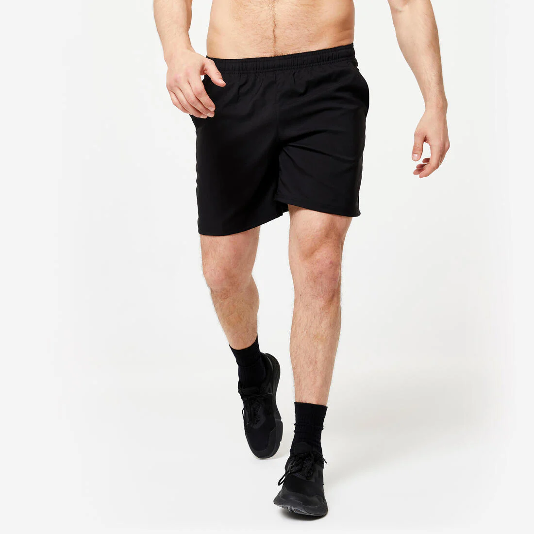 Short de fitness y cardio transpirable básico negro para hombre