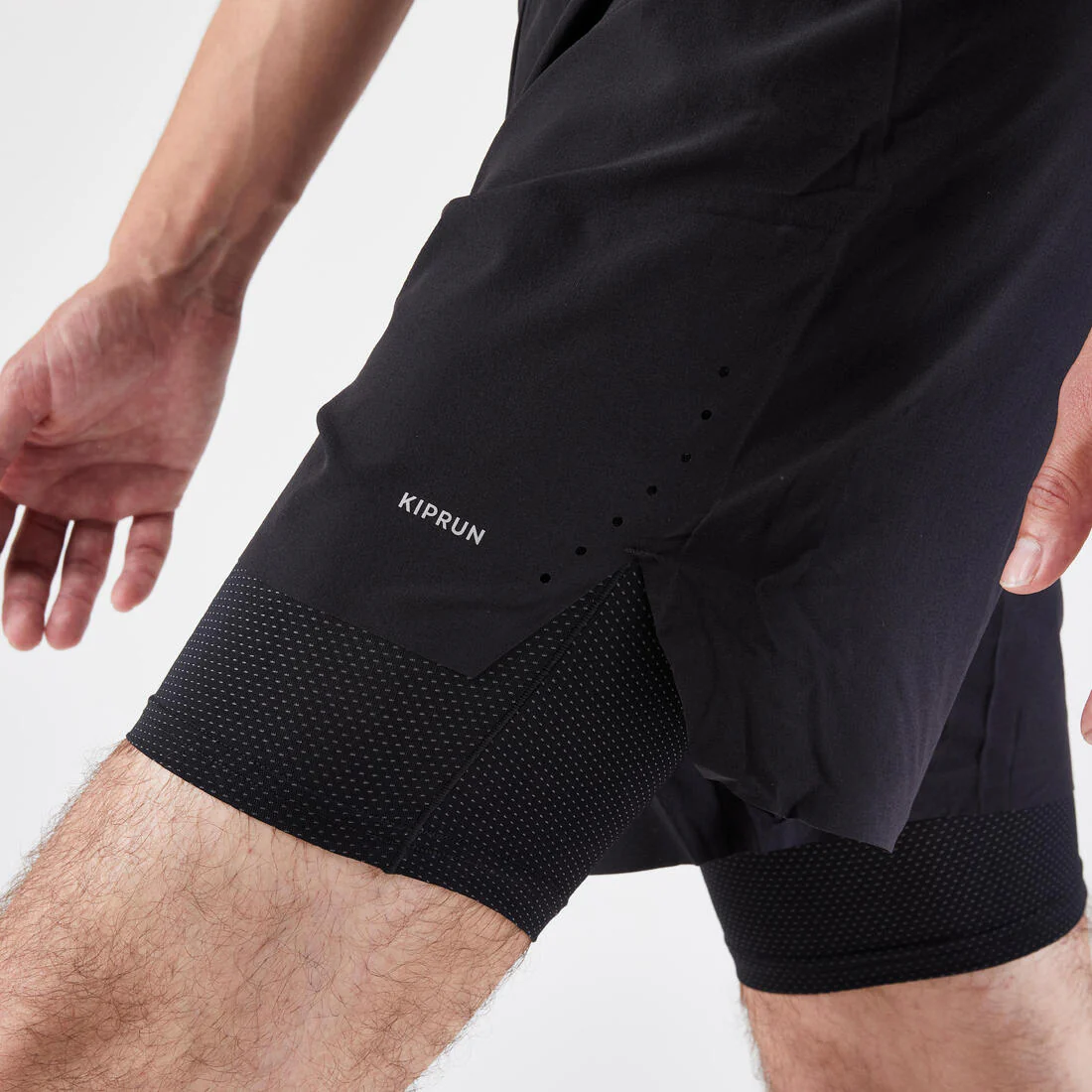 Short de running 2 en 1 negro para hombre Kiprun Run 500 Confort - Image 12