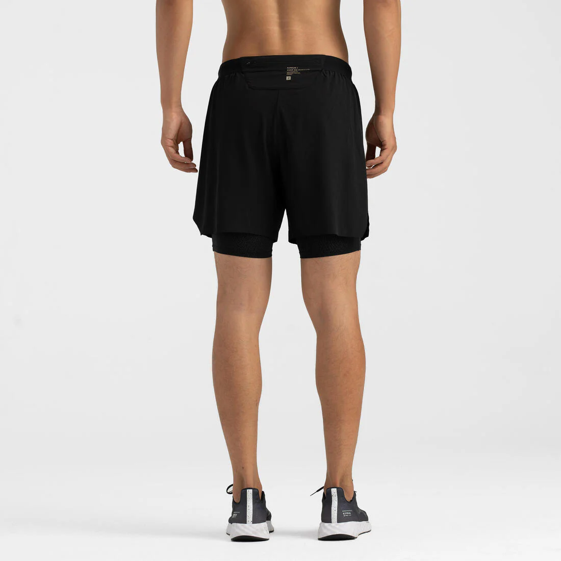 Short de running 2 en 1 negro para hombre Kiprun Run 500 Confort - Image 3