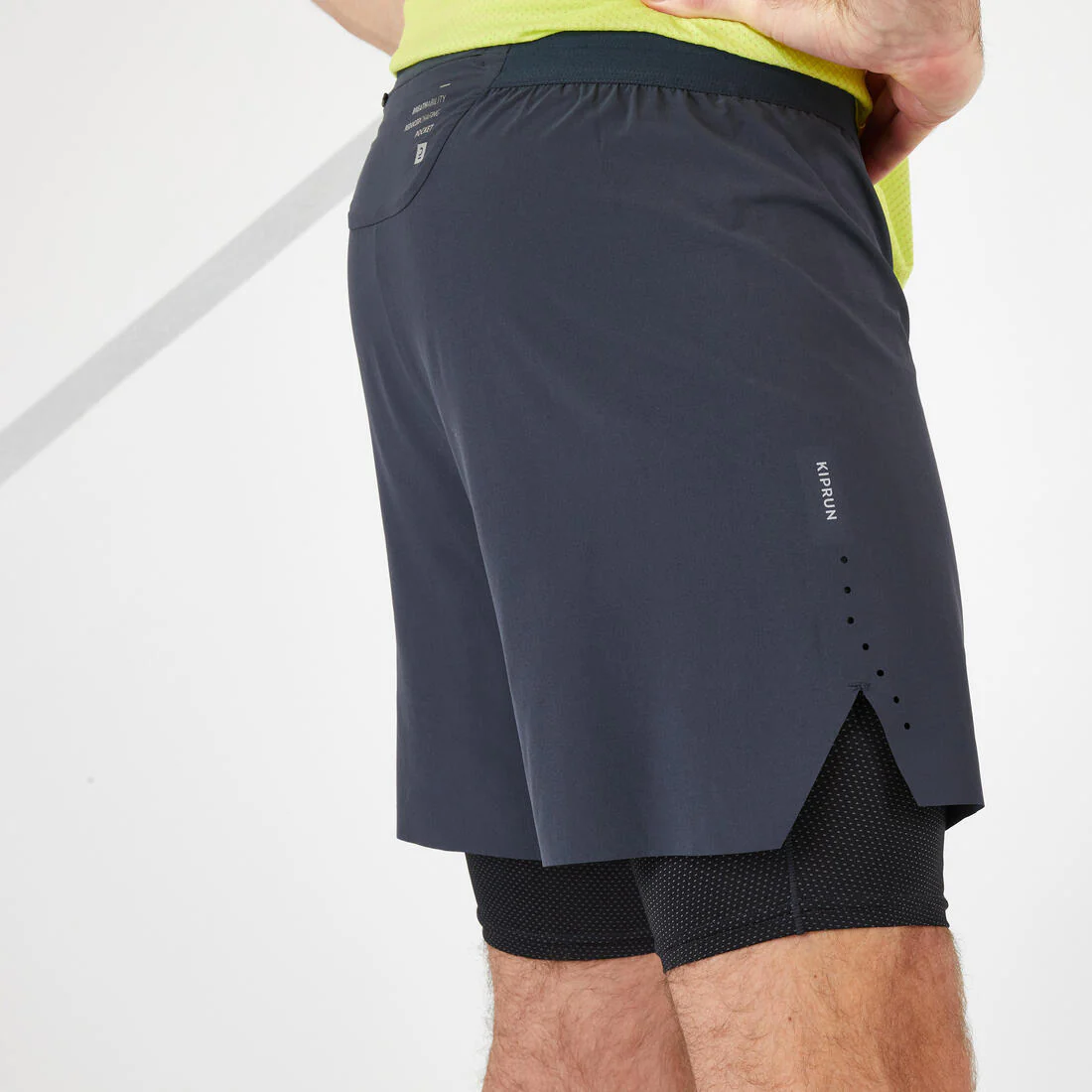 Short de running 2 en 1 negro para hombre Kiprun Run 500 Confort - Image 5