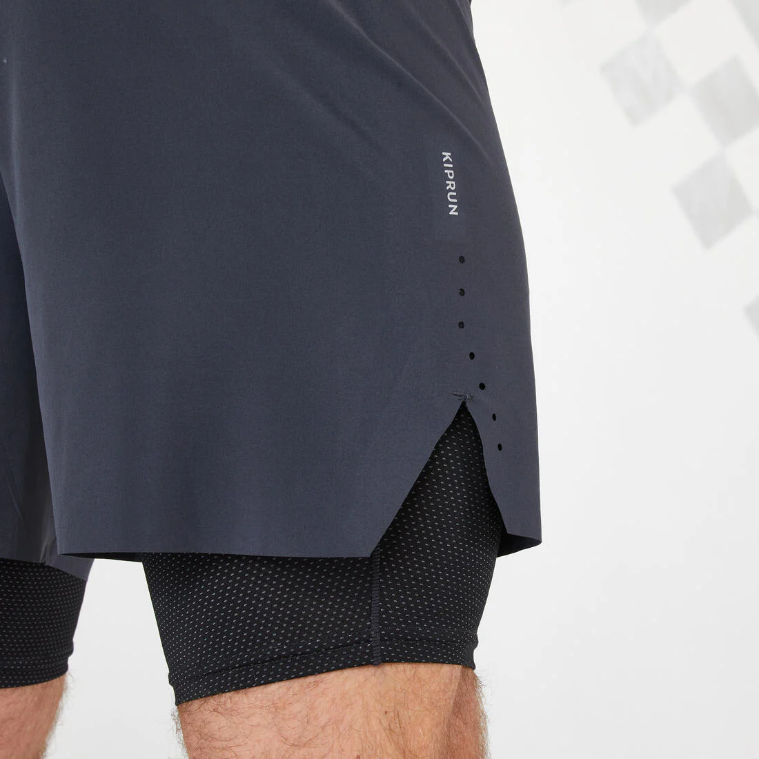 Short de running 2 en 1 negro para hombre Kiprun Run 500 Confort - Image 6