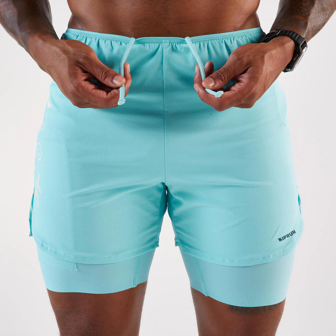 Short de running 2 en 1 para hombre Kiprun Run 500 Confort - Image 10