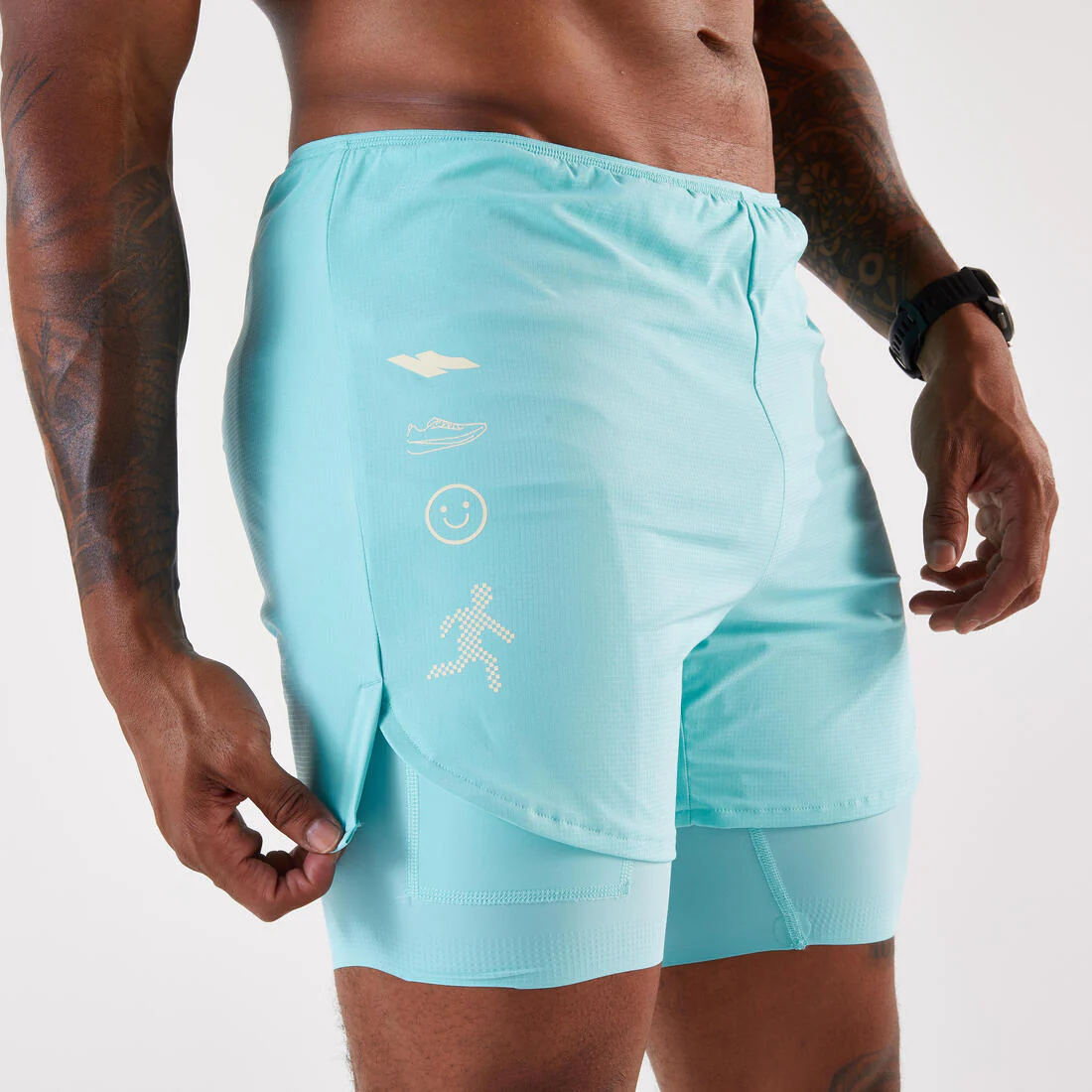 Short de running 2 en 1 para hombre Kiprun Run 500 Confort - Image 14