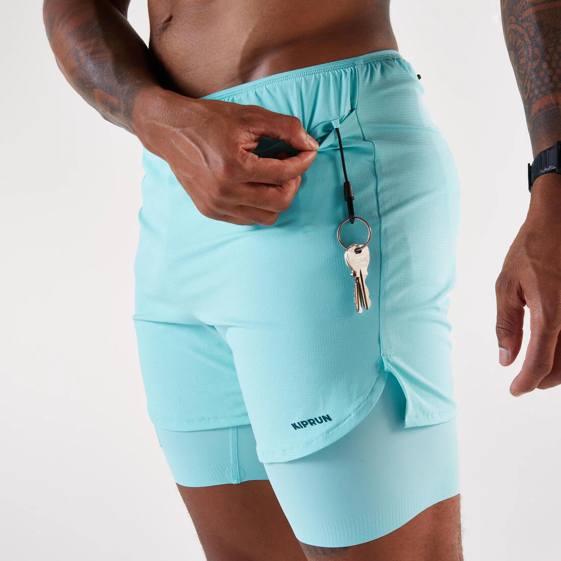 Short de running 2 en 1 para hombre Kiprun Run 500 Confort - Image 17