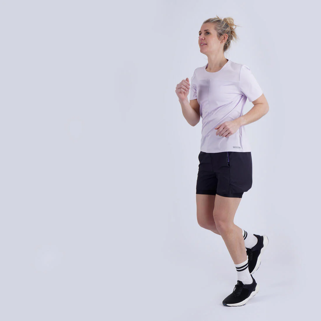 Short de running 2 en 1 transpirable negro para mujer Kiprun Run Dry 500 - Image 16