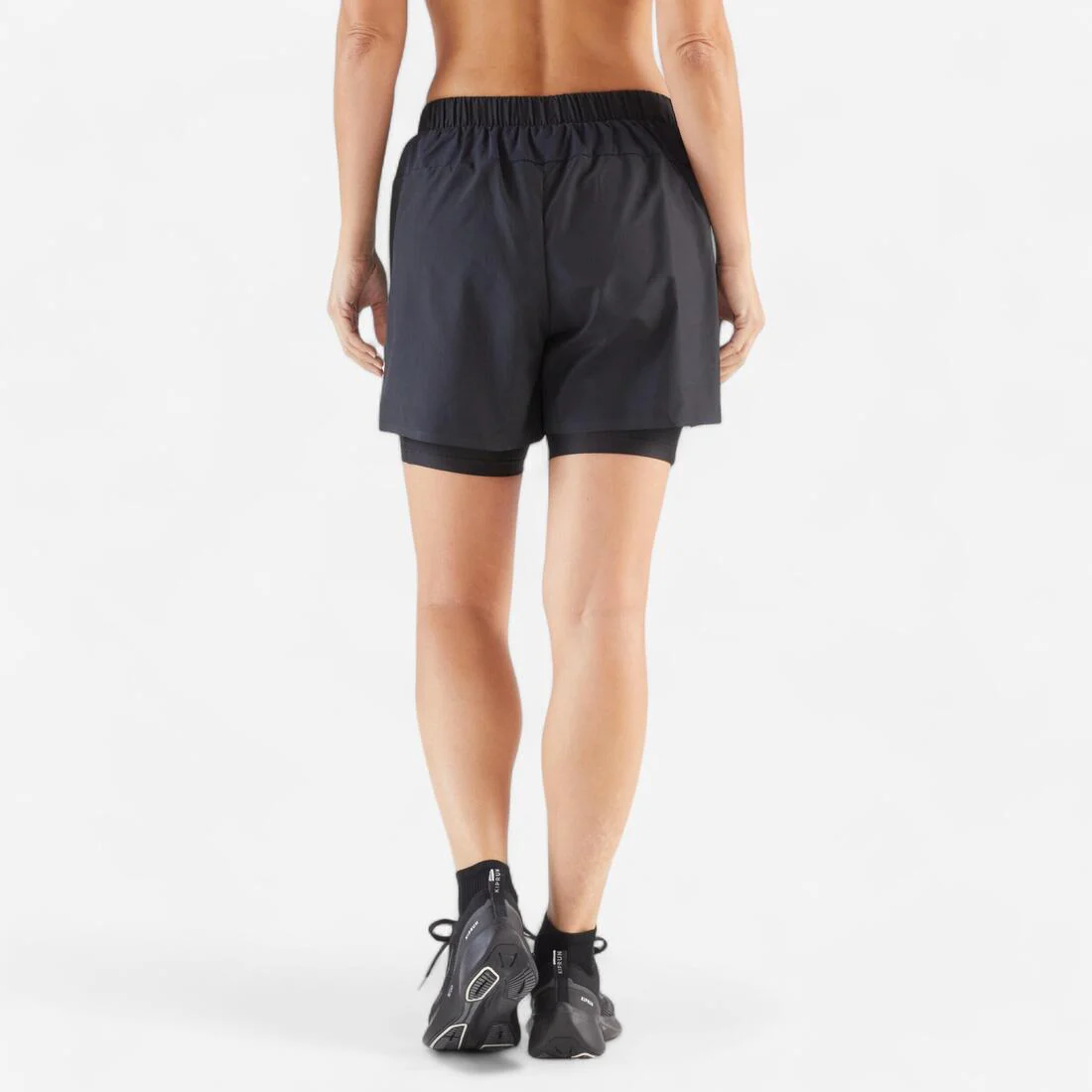 Short de running 2 en 1 transpirable negro para mujer Kiprun Run Dry 500 - Image 3