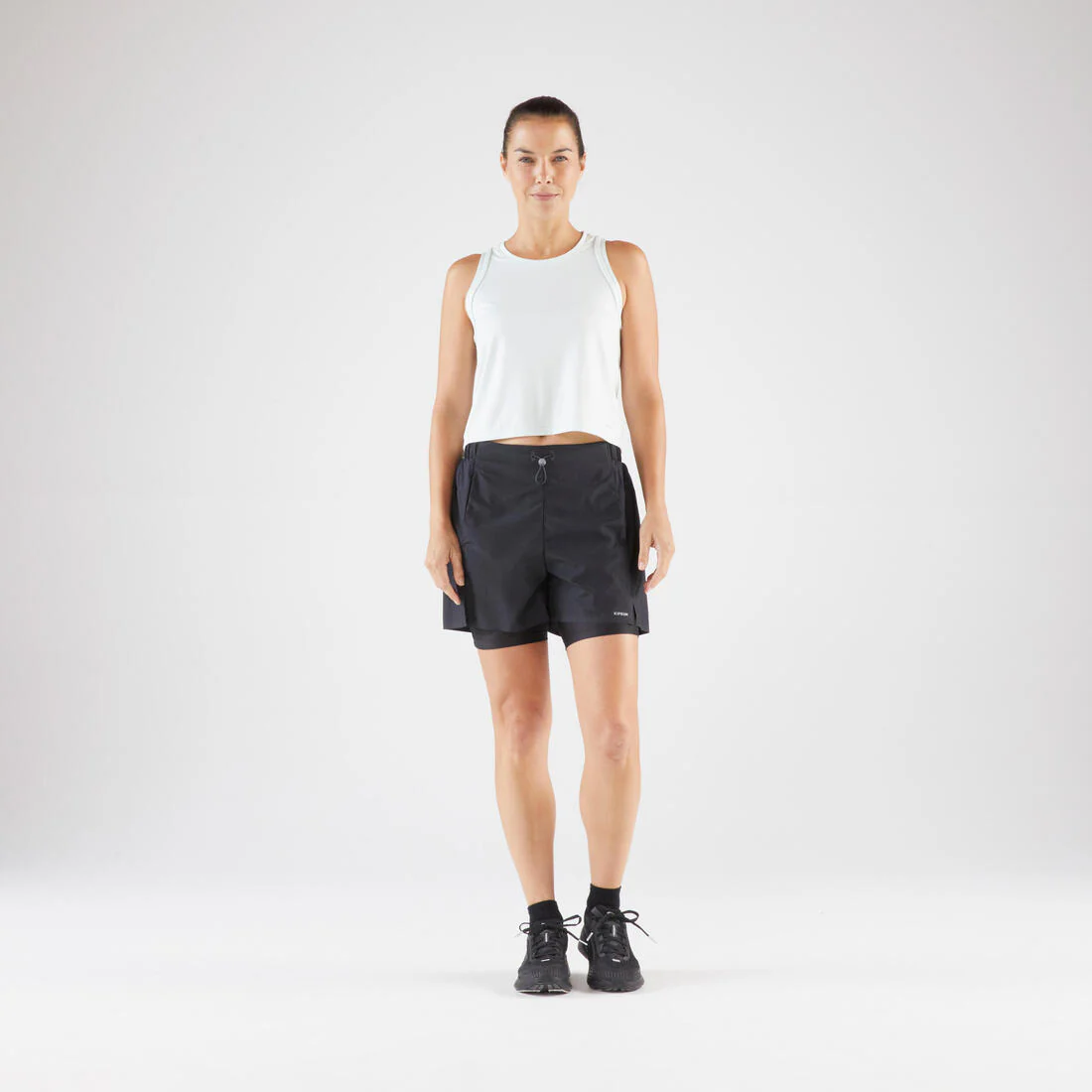 Short de running 2 en 1 transpirable negro para mujer Kiprun Run Dry 500 - Image 5